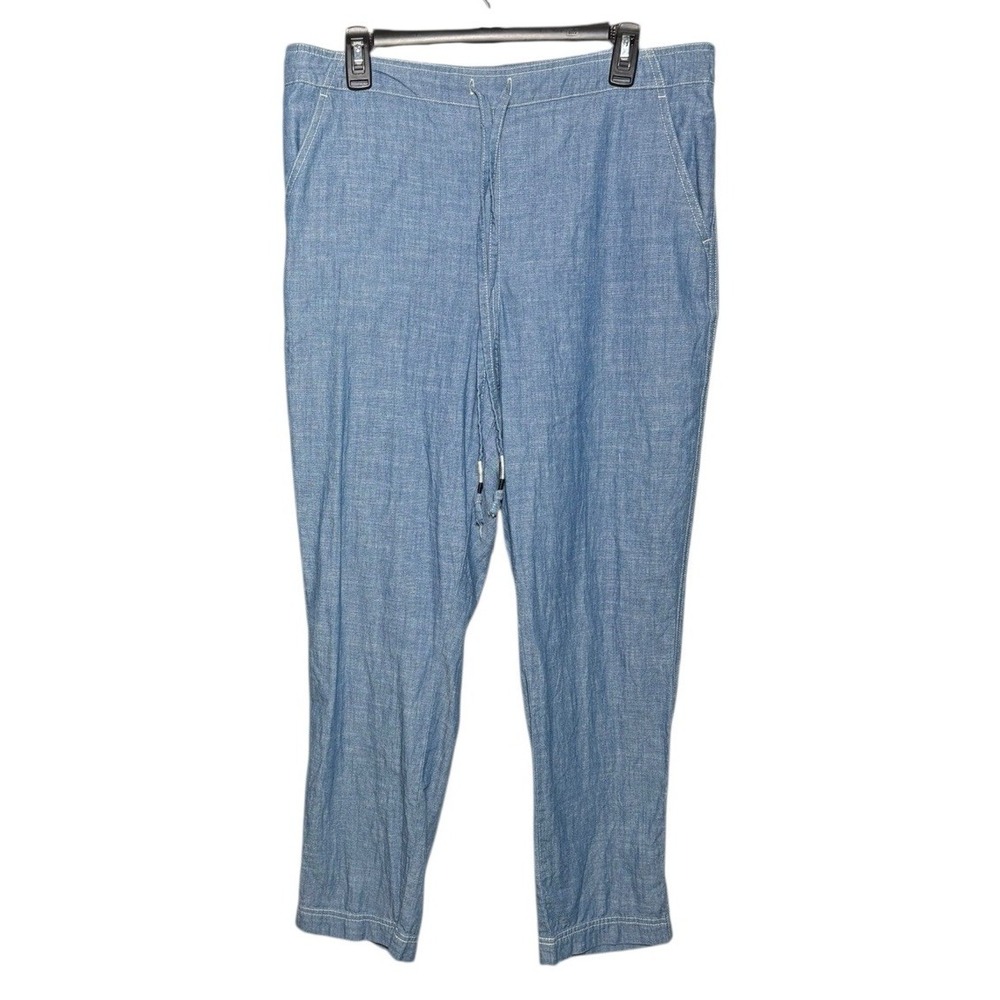 J. Crew 100% Cotton Pull On Drawstring Pant Size L Tall Coastal Beachy Boho